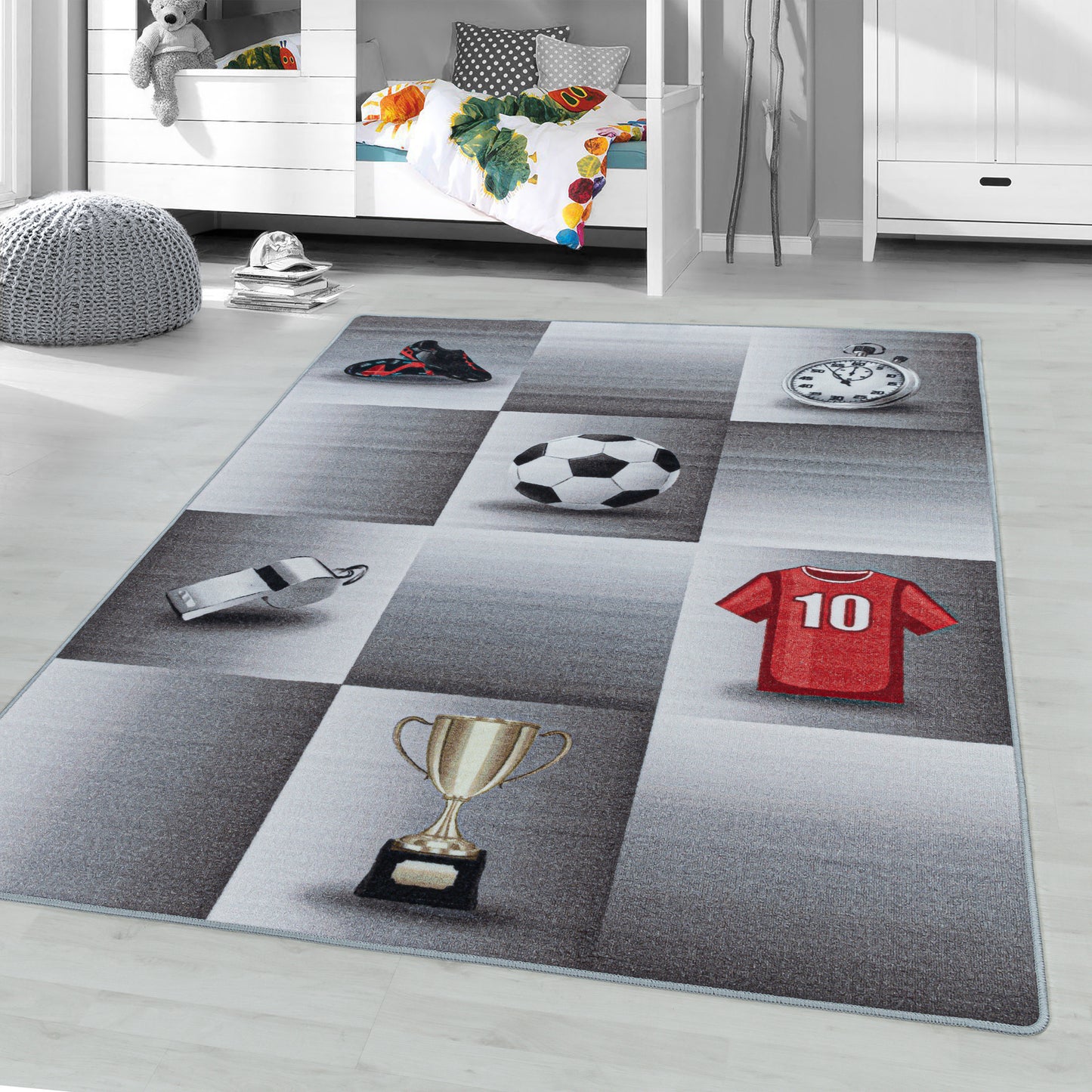 Miovani Kinderteppich Fußball-Design Kinderzimmer