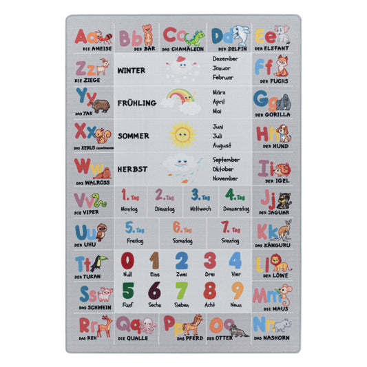 Miovani Kinderteppich Alphabet - Buchstaben - Zahlen - Tiere Kinderzimmer