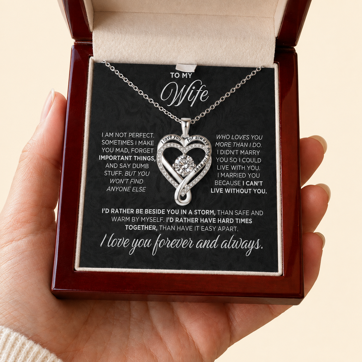 "TO MY WIFE" Forever & Always Heart Necklace