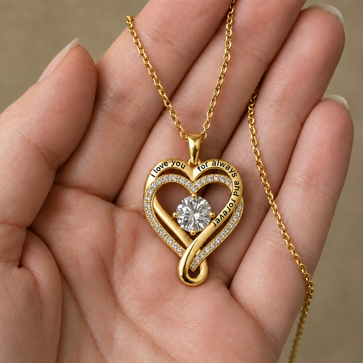 "TO MY WIFE" Forever & Always Heart Necklace