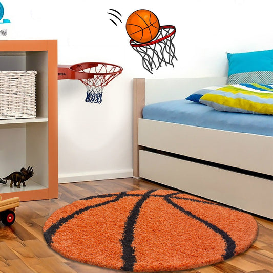 Basketballteppich Basketball Hochflorteppich Shaggy Kinderteppich