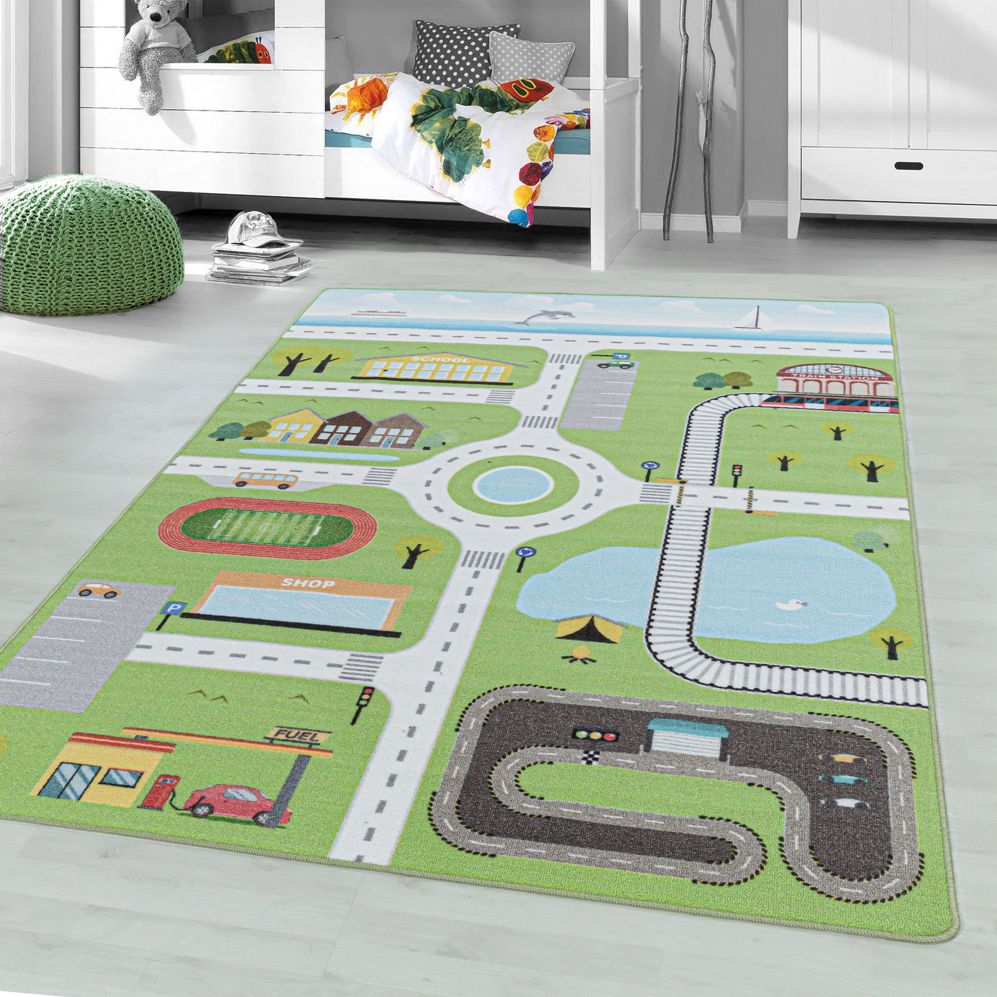 Spielteppich Straßenteppich Kinderteppich Kinderzimmer Autoteppich – Miovani